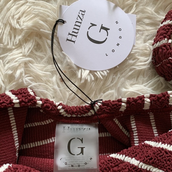 NWT hunza g striped celine swimsuit in wine/white - Picture 4 of 9